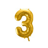 PartyDeco Fóliový balón čislo ,,3,, Gold 86 cm PartyDeco Fóliový balón čislo ,,3,, Gold 86 cm
