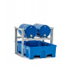 Regál na sudy / stáčacia stanica pre 2x sud à 60 l, záchytná vaňa z plastu, 1049 x 1245 x 837 mm Regál na sudy / stáčacia stanica pre 2x sud à 60 l, záchytná vaňa z plastu, 1049 x 1245 x 837 mm