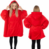 Unisex hrejivá velúrová mikina oversize 2v1 s kapucňou - červená Unisex hrejivá velúrová mikina oversize 2v1 s kapucňou - červená