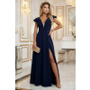 Dámske elegantné maxi šaty s volánmi 660-1 tmavo modré - Numoco XL Dámske elegantné maxi šaty s volánmi 660-1 tmavo modré - Numoco XL