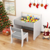 Costway Detský multifunkčný písací stôl 3v1 so stoličkou - grey Costway Detský multifunkčný písací stôl 3v1 so stoličkou - grey