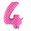 Nafukovací balónik číslo 4 ružový s bodkami 102 cm - Grabo Nafukovací balónik číslo 4 ružový s bodkami 102 cm - Grabo