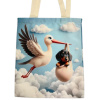 Plátená taška so šteniatkom jazvečíka a bocianom Plátená taška so šteniatkom jazvečíka a bocianom