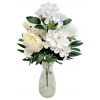 Peónia, Ruža & Hortenzia kytica 46cm umelá biela, krémová Peónia, Ruža & Hortenzia kytica 46cm umelá biela, krémová