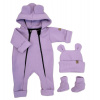 Oteplený detský overal bez šľapiek s kapucňou, čiapočka+topánočky, 3D, Kazum, lila, veľ.62 Kazum Oteplený detský overal bez šľapiek s kapucňou, čiapočka+topánočky, 3D, Kazum, lila, veľ.62 Kazum
