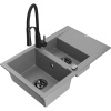 Mexen Gaspar žulový kuchynský drez 1,5-komorový s odkvapkávačom a kuchynskou batériou Aster, sivý - 6507-71-73450-70-B Mexen Gaspar žulový kuchynský drez 1,5-komorový s odkvapkávačom a kuchynskou batériou Aster, sivý - 6507-71-73450-70-B