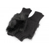 Dámske / dievčenské pletené rukavice bezprsté s kožušinou čierna 1pár Dámske / dievčenské pletené rukavice bezprsté s kožušinou čierna 1pár