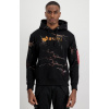 Alpha Industries Mikina Lighting AOP Hoody black/orange M Alpha Industries Mikina Lighting AOP Hoody black/orange M