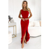 Numoco Dlhé šaty s jedným ramenom - Červené 317-4 Farba: Červená, Veľkosť: S Numoco Dlhé šaty s jedným ramenom - Červené 317-4 Farba: Červená, Veľkosť: S