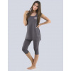 Dámské pyžamo 3/4 GINA 19078P tm. šedá pleťová S Dámské pyžamo 3/4 GINA 19078P tm. šedá pleťová S