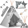 Detský stan Nukido Teepee s girlandou a svetlami - sivý s hviezdičkami (Detský stan TIPI wigwam TEEPEE, girlandové vankúše, stabilizátor Nukido) Detský stan Nukido Teepee s girlandou a svetlami - sivý s hviezdičkami (Detský stan TIPI wigwam TEEPEE, girlandové vankúše, stabilizátor Nukido)