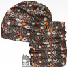Dráče Flísová čiapka a nákrčník Dráča - Yetti 08, šedo-hnedá, kvietky Farba: Hnedá, Veľkosť: 48-50 Dráče Flísová čiapka a nákrčník Dráča - Yetti 08, šedo-hnedá, kvietky Farba: Hnedá, Veľkosť: 48-50