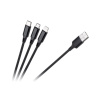Kabel REBEL 3v1 USB-A - microUSB, USB typu C, Lightning černý 1m Kabel REBEL 3v1 USB-A - microUSB, USB typu C, Lightning černý 1m