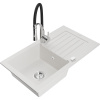Mexen Pablo granitový drez s 1 komorou s odkvapkávačom a kuchynskou batériou Aster, biely - 6510-20-73450-07 Mexen Pablo granitový drez s 1 komorou s odkvapkávačom a kuchynskou batériou Aster, biely - 6510-20-73450-07