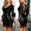 Sexy šaty mini lesklé čierne - INNA66 Veľkosť: S Sexy šaty mini lesklé čierne - INNA66 Veľkosť: S