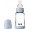 BIBS antikoliková sklenená fľaša so silikónovým cumlíkom 120ml - Baby Blue BIBS antikoliková sklenená fľaša so silikónovým cumlíkom 120ml - Baby Blue