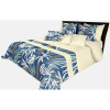 Modro - krémový elegantný dekoračný prehoz na posteľ s prešívaním a rastlinným motívom Šírka 170 cm | Dĺžka 210 cm modrá