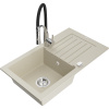 Mexen Pablo granitový kuchynský drez 1-komorový s odkvapkávačom a kuchynskou batériou Aster, béžový - 6510-69-73450-07 Mexen Pablo granitový kuchynský drez 1-komorový s odkvapkávačom a kuchynskou batériou Aster, béžový - 6510-69-73450-07