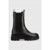 Kožené topánky Tommy Hilfiger Monochromatic Chelsea Boot dámske, čierna farba, na plochom podpätku FW0FW06730.BDS EUR 41