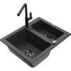 Mexen Carlos žulový drez 1,5-komorový s kuchynskou batériou Flora, čierno škvrnitý - 6518-76-670401-70-B Mexen Carlos žulový drez 1,5-komorový s kuchynskou batériou Flora, čierno škvrnitý - 6518-76-670401-70-B