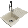 Mexen Pablo granitový drez 1-komorový s odkvapkávačom a kuchynská batéria Aster, béžový - 6510-69-73450-07-B Mexen Pablo granitový drez 1-komorový s odkvapkávačom a kuchynská batéria Aster, béžový - 6510-69-73450-07-B