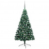 zahrada-XL Osvetlený umelý polovičný vianočný stromček+gule, zelený 180 cm 3077651 zahrada-XL Osvetlený umelý polovičný vianočný stromček+gule, zelený 180 cm 3077651