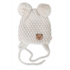 Zimná pletená čiapka Teddy Bear na zaväzovanie, ecru, 68/80, (6-12m) Zimná pletená čiapka Teddy Bear na zaväzovanie, ecru, 68/80, (6-12m)