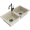 Mexen Mario granitový drez s 2 komorami a kuchynskou batériou Carla, béžový - 6504-69-670700-70 Mexen Mario granitový drez s 2 komorami a kuchynskou batériou Carla, béžový - 6504-69-670700-70