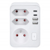 Solight hub 1x 16A + 2x 2,5A, 2xUSB A+C rýchlonabíjačka 20W PD, biela, prepínač Solight hub 1x 16A + 2x 2,5A, 2xUSB A+C rýchlonabíjačka 20W PD, biela, prepínač