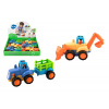 Teddies Traktor s vlekom / Buldozér plast 16cm pre najmenších na zotrvačník Teddies Traktor s vlekom / Buldozér plast 16cm pre najmenších na zotrvačník