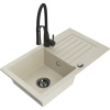 Mexen Pablo granitový drez s 1 komorou, odkvapkávačom a kuchynskou batériou Aster, béžový - 6510-69-73450-70-B Mexen Pablo granitový drez s 1 komorou, odkvapkávačom a kuchynskou batériou Aster, béžový - 6510-69-73450-70-B