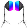 Štúdiový set Neewer NK800 dva softboxy + RGB žiarovky 24W 2700-6500K + statívy + brány Štúdiový set Neewer NK800 dva softboxy + RGB žiarovky 24W 2700-6500K + statívy + brány