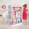 Costway Detský domček COSTWAY 2v1 s kuchyňou, 3-poschodový domček pre bábiky, obojstranná hracia súprava so zvukom, svetlom a doplnkovým nábytkom