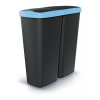 PROSPERPLAST Odpadkový kôš COMPACTA Q DUO čierny so svetlo modrým vekom, objem 50l PROSPERPLAST Odpadkový kôš COMPACTA Q DUO čierny so svetlo modrým vekom, objem 50l