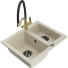 Mexen Carlos žulový kuchynský drez s 1,5 miskou a kuchynskou batériou Duo, béžový - 6518-69-671701-57-B Mexen Carlos žulový kuchynský drez s 1,5 miskou a kuchynskou batériou Duo, béžový - 6518-69-671701-57-B