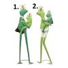 Kovová dekorácia stojacej zelenej žaby so zlatou korunkou a s malým žabiatkom v dvoch prevedeniach 39478 Kovová dekorácia stojacej zelenej žaby so zlatou korunkou a s malým žabiatkom v dvoch prevedeniach 39478