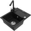 Mexen Enzo granitový kuchynský drez s 1-komorou a odkvapkávačom, čierny - 6506-77-671600-70 Mexen Enzo granitový kuchynský drez s 1-komorou a odkvapkávačom, čierny - 6506-77-671600-70