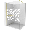 Mexen Kioto+, sprchová zástena Walk-In s poličkou a vešiakom 140 x 200 cm, 8mm číre sklo biely vzor, zlatý matný profil, 800-140-121-55-85 Mexen Kioto+, sprchová zástena Walk-In s poličkou a vešiakom 140 x 200 cm, 8mm číre sklo biely vzor, zlatý matný profil, 800-140-121-55-85
