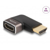 Delock Adaptér HDMI, ze zástrčky na zásuvku, 90° zahnutá doleva 8K 60 Hz, šedá kovová Delock Adaptér HDMI, ze zástrčky na zásuvku, 90° zahnutá doleva 8K 60 Hz, šedá kovová