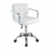 Otočná kancelárska stolička s chrómovanými podrúčkami, biela Otočná kancelárska stolička s chrómovanými podrúčkami, biela
