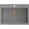 Mexen Elix, 1-korový granitový drez 700 x 500 mm, šedá, zlatý sifón, 6526701005-71-G Mexen Elix, 1-korový granitový drez 700 x 500 mm, šedá, zlatý sifón, 6526701005-71-G