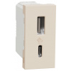 Schneider Electric Slovakia spol. s r.o. Unica - NU301644 - Dvojitý nabíjací USB konektor A+C 2.4A, 1M, Béžový Schneider Electric Slovakia spol. s r.o. Unica - NU301644 - Dvojitý nabíjací USB konektor A+C 2.4A, 1M, Béžový