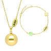 Bola Tehotenská rolnička s náramkom Nature stone beads and mum/baby charm in gold Bola Tehotenská rolnička s náramkom Nature stone beads and mum/baby charm in gold