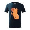 Kapybara s palcom hore - Tričko detské bavlnené - 146 cm/10 rokov ( Tmavomodrá (veľmi tmavá - skoro čierna) ) Kapybara s palcom hore - Tričko detské bavlnené - 146 cm/10 rokov ( Tmavomodrá (veľmi tmavá - skoro čierna) )