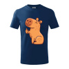 Kapybara s palcom hore - Tričko detské bavlnené - 158 cm/12 rokov ( Polnočná modrá ) Kapybara s palcom hore - Tričko detské bavlnené - 158 cm/12 rokov ( Polnočná modrá )