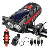 SOLÁRNA CYKLISTICKÁ LAMPA PREDNÉ SVETLO ZADNÉ LED NA RIADIDLÁ BICYKLA + KLAKSÓN SOLÁRNA CYKLISTICKÁ LAMPA PREDNÉ SVETLO ZADNÉ LED NA RIADIDLÁ BICYKLA + KLAKSÓN