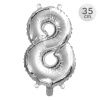 JUNIOR Balón narodeninový 35 cm - číslo 8, strieborný JUNIOR Balón narodeninový 35 cm - číslo 8, strieborný
