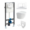 Mereo WC set - Rimless WC oblé, modul pre sadrokartón, biele hranaté tlačidlo MM02NSETRS220 Mereo WC set - Rimless WC oblé, modul pre sadrokartón, biele hranaté tlačidlo MM02NSETRS220