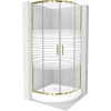 Mexen Rio polkruhová sprchová kabína 70 x 70 cm, biele pruhy, zlatá + sprchová vanička, biela - 863-070-070-50-20-4710 Mexen Rio polkruhová sprchová kabína 70 x 70 cm, biele pruhy, zlatá + sprchová vanička, biela - 863-070-070-50-20-4710
