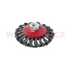 Miskový kartáč, prům. 100 mm, drát 0,5 mm, M14x2 mm (copánkový), LUKAS (Německo) SH K0029 Miskový kartáč, prům. 100 mm, drát 0,5 mm, M14x2 mm (copánkový), LUKAS (Německo) SH K0029